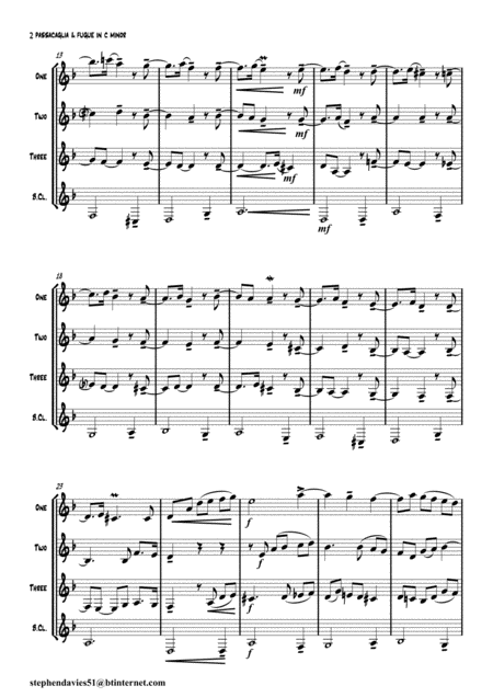 Passacaglia Fugue In C Minor Bwv832 By Js Bach For Clarinet Quartet Page 2