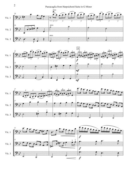 Passacaglia In G Minor Arranged For Mixed Level Trio Three Cellos Page 2