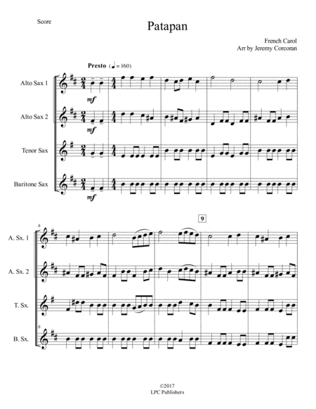 Patapan For Saxophone Quartet Satb Or Aatb Page 2