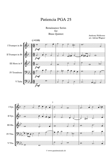 Patiencia Pga 25 Anthony Holborne Brass Quintet Arr Adrian Wagner Page 2