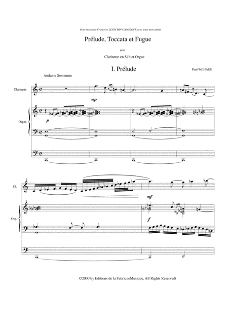 Paul Wehage Prlude Toccata Et Fugue For Bb Clarinet And Organ Page 2