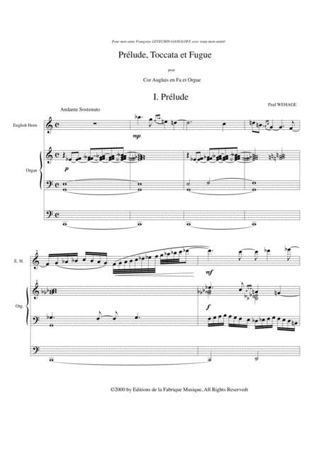 Paul Wehage Prlude Toccata Et Fugue For English Horn And Organ Page 2