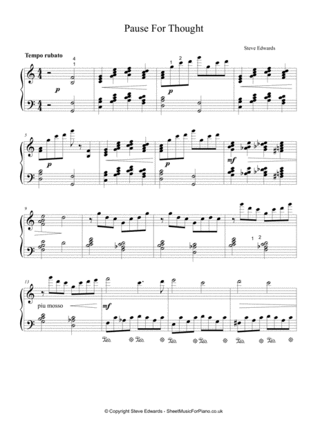 Pause For Thought Moderate Piano Solo Page 2
