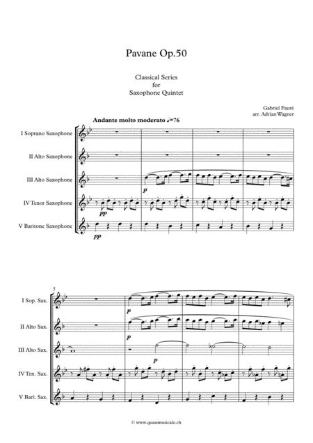 Pavane Op 50 Saxophone Quintet Arr Adrian Wagner Page 2