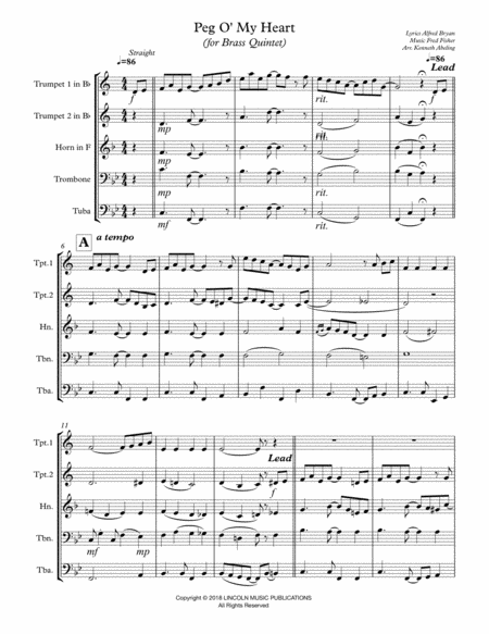 Peg O My Heart For Brass Quintet Page 2