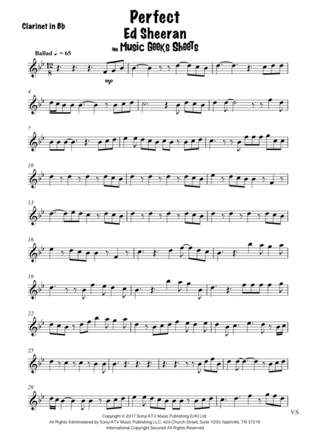 Perfect By Ed Sheeran For Clarinet In Bb Page 2