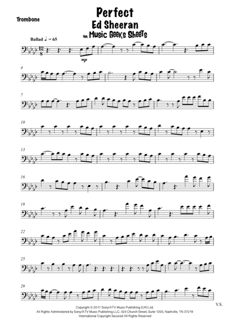 Perfect By Ed Sheeran For Trombone Page 2