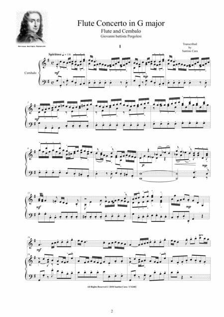 Pergolesi Flute Concerto In G Major For Flute And Cembalo Or Piano Page 2