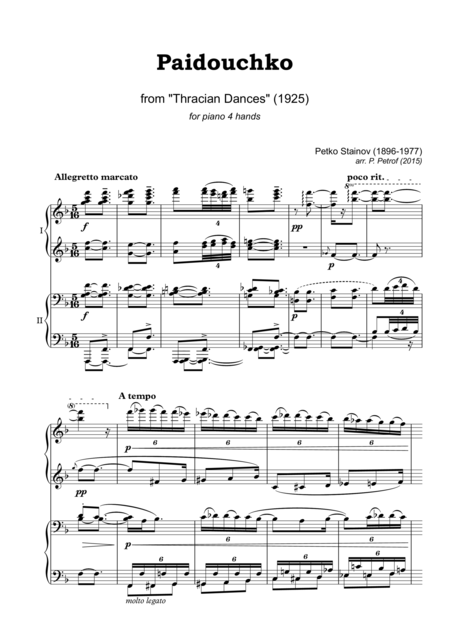 Petko Stainov Paidouchko From Thracian Dances For Piano 4 Hands Page 2