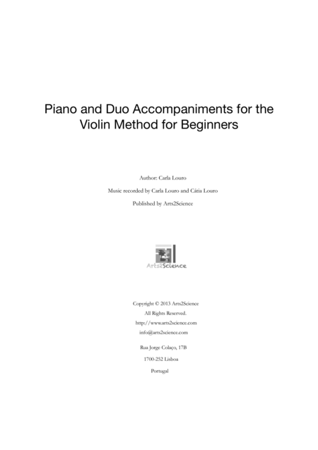 Piano And Duo Accompaniments For The Violin Method For Beginners Page 2