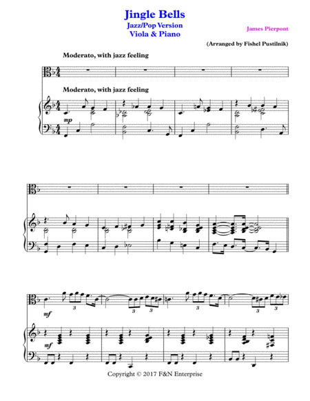 Piano Background For Jingle Bells Viola And Piano Page 2