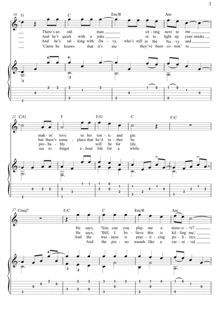 Piano Man Guitar Fingerstyle Page 2