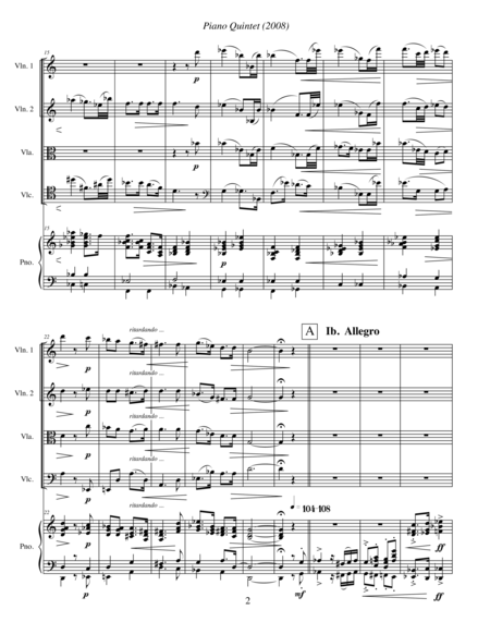 Piano Quintet 2008 For String Quartet And Piano Page 2
