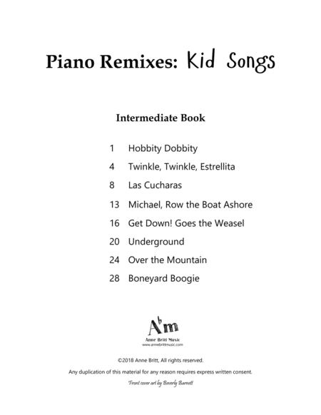 Piano Remixes Kid Songs Intermediate Book Page 2