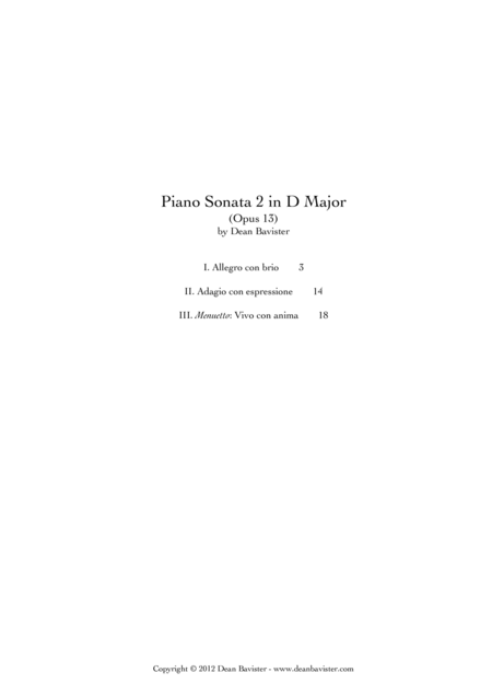 Piano Sonata 2 In D Major Opus 13 Page 2