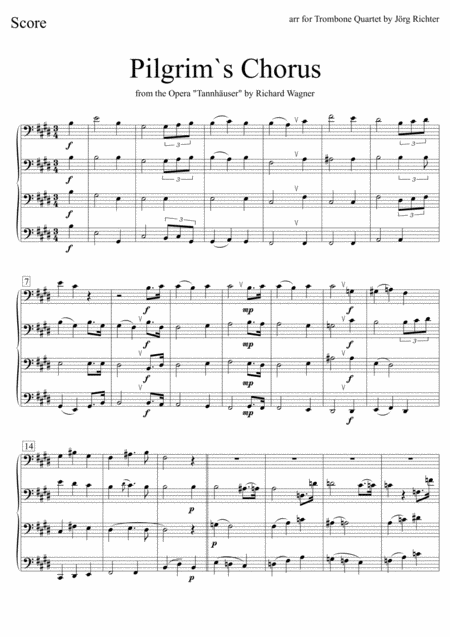 Pilgrims Chorus Pilgerchor From The Opera Tannhuser For Trombone Quartet Page 2