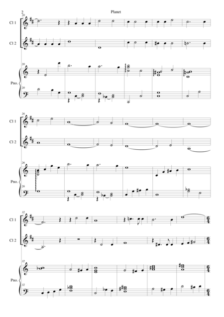 Planet For 2 Clarinets And Piano Page 2