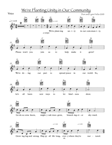 Planting Unity In Our Community Vocal Guitar Arrangement Page 2