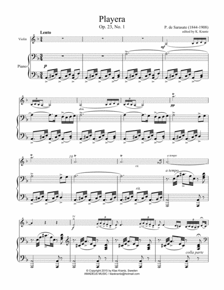 Playera Op 23 For Violin And Piano Page 2