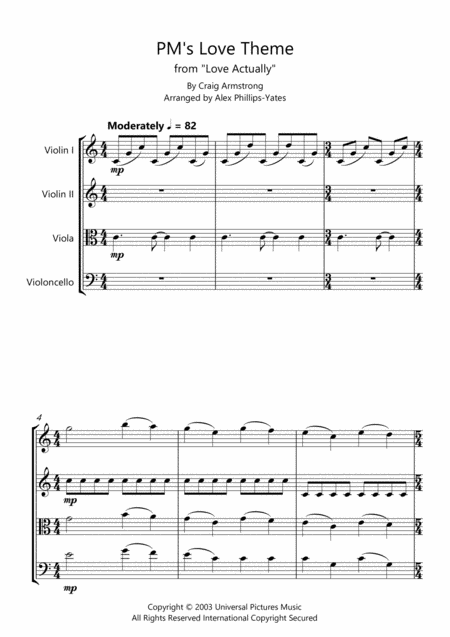 Pms Love Theme From Love Actually String Quartet Page 2