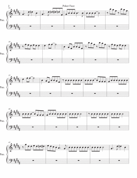 Poker Face Original Key Piano Page 2