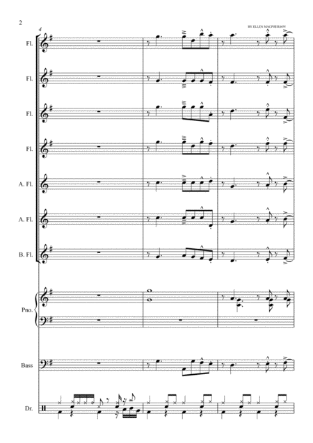 Pokerekere Ana Flute Choir Rhythm Section Full Score Page 2