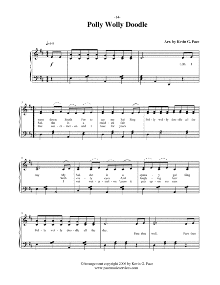 Polly Wolly Doodle Vocal Solo With Piano Accompaniment Or Piano Solo Page 2