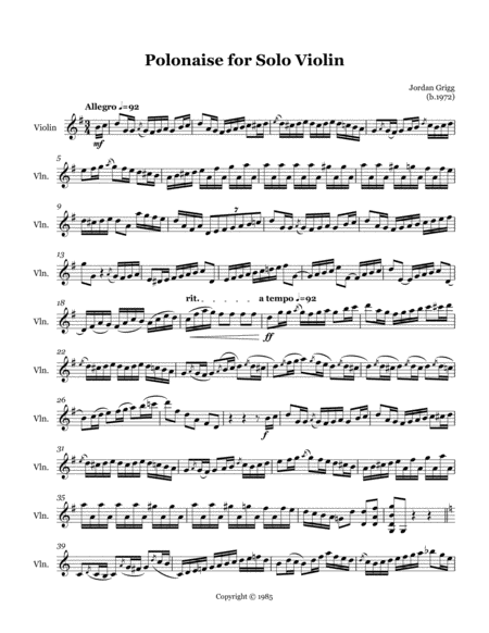 Polonaise For Solo Violin Page 2