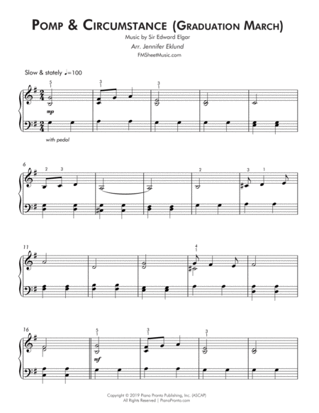 Pomp Circumstance Easy Piano Page 2