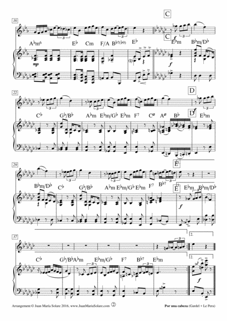 Por Una Cabeza Alto Saxophone Piano Page 2