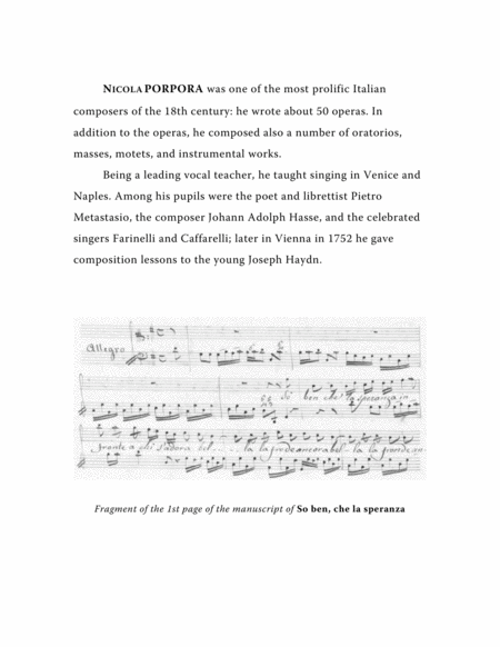 Porpora Nicola So Ben Che La Speranza Aria From The Cantata Arranged For Voice And Piano G Major Page 2