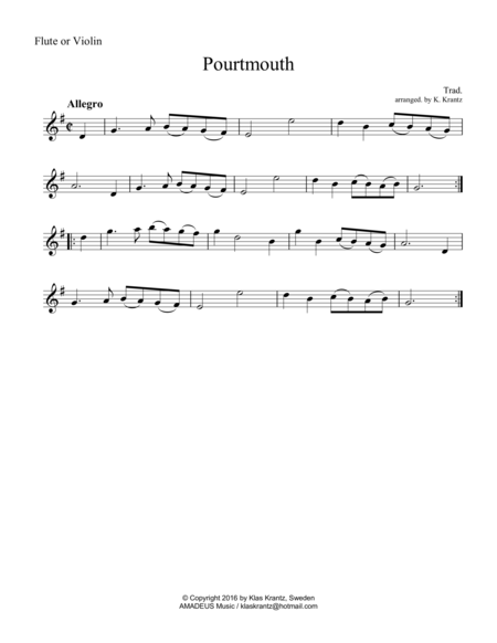 Portsmouth For Flute Or Violin And Guitar Page 2