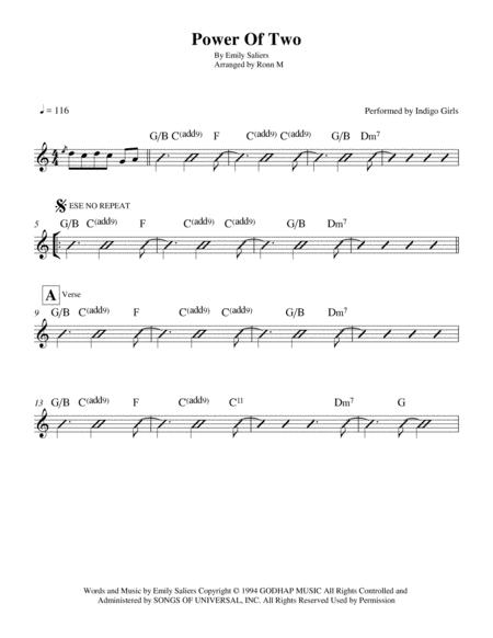 Power Of Two Lead Sheet Performed By Indigo Girls Page 2