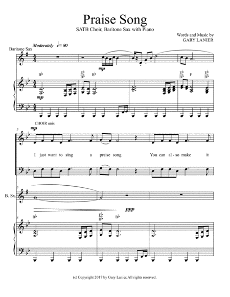 Praise Song Satb Choir Baritone Sax With Piano Page 2