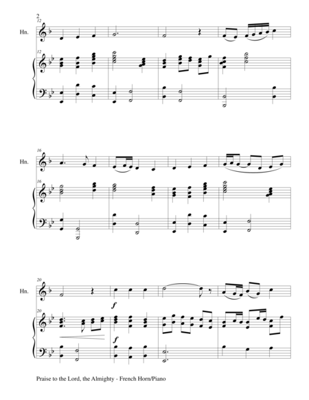 Praise To The Lord The Almighty Duet French Horn And Piano Score And Parts Page 2