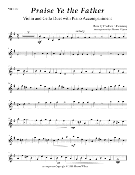 Praise Ye The Father Violin And Cello Duet With Piano Accompaniment Page 2