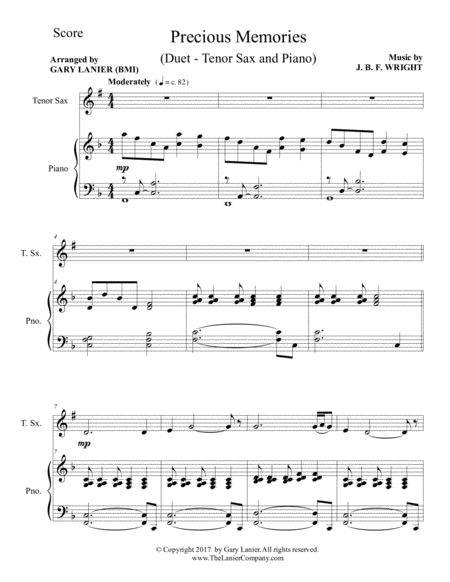 Precious Memories Duet Tenor Sax Piano With Score Part Page 2