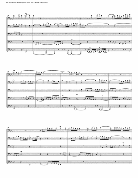 Prelude 04 From Well Tempered Clavier Book 2 Euphonium Tuba Quintet Page 2