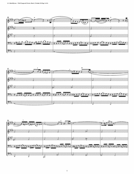 Prelude 10 From Well Tempered Clavier Book 1 Conical Brass Quintet Page 2