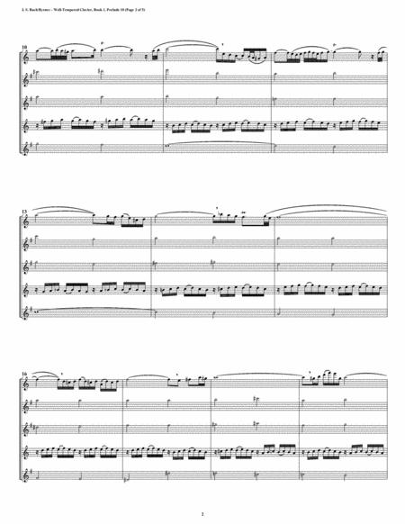 Prelude 10 From Well Tempered Clavier Book 1 Saxophone Quintet Page 2