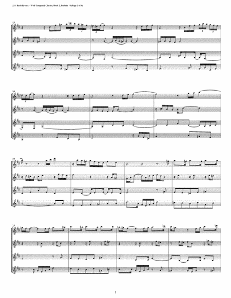 Prelude 14 From Well Tempered Clavier Book 2 Clarinet Quartet Page 2