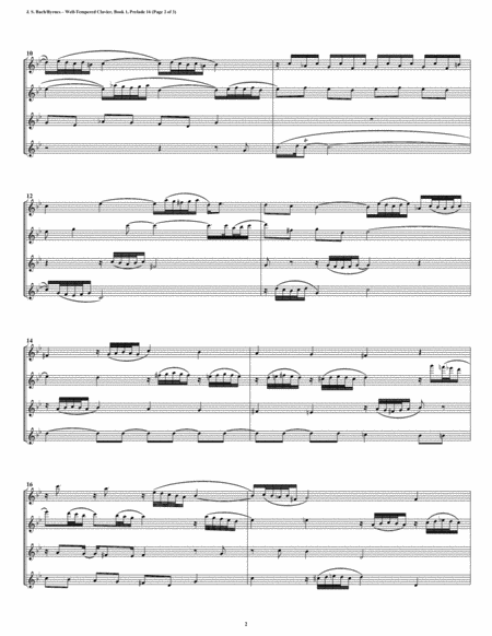 Prelude 16 From Well Tempered Clavier Book 1 Flute Quartet Page 2