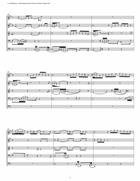 Prelude 17 From Well Tempered Clavier Book 2 Brass Quintet Page 2