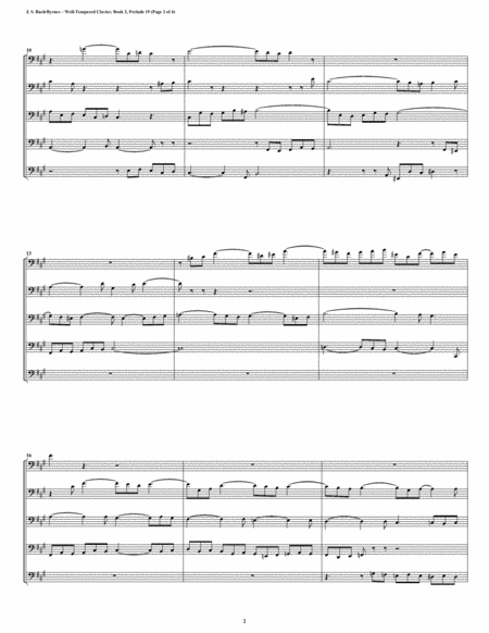 Prelude 19 From Well Tempered Clavier Book 2 Trombone Quintet Page 2
