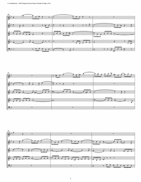 Prelude 19 From Well Tempered Clavier Book 2 Woodwind Quintet Page 2