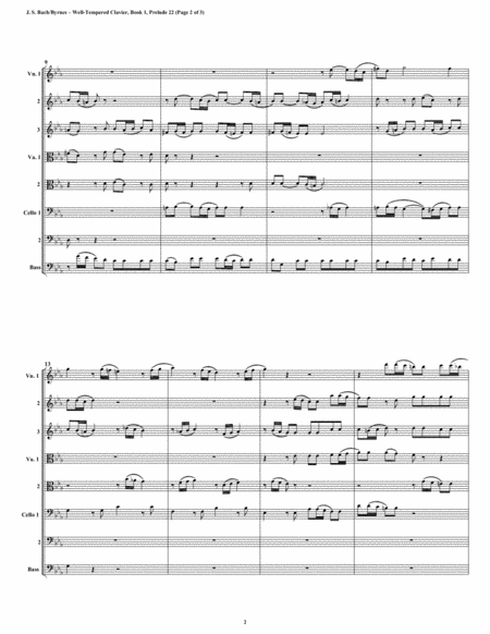 Prelude 22 From Well Tempered Clavier Book 1 String Octet Page 2