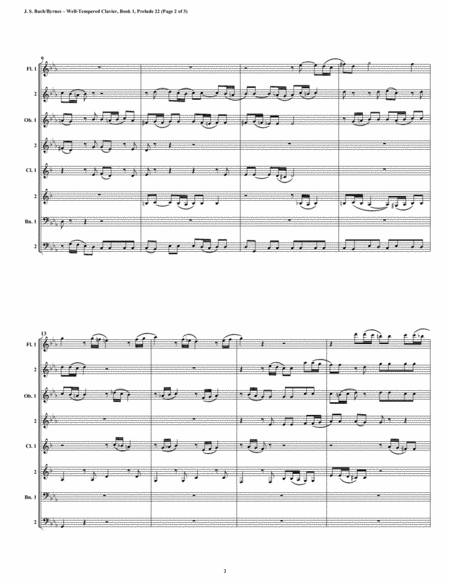 Prelude 22 From Well Tempered Clavier Book 1 Woodwind Octet Page 2