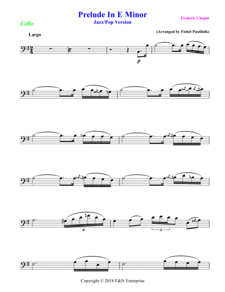 Prelude In E Minor By Frederic Chopin For Cello With Background Track Jazz Pop Version Page 2