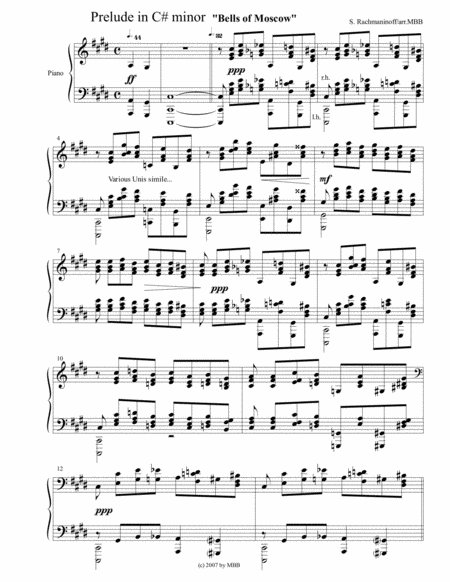 Prelude Op 3 In C Minor Bells Of Moscow For Piano Solo Of Rachmaninoff Page 2