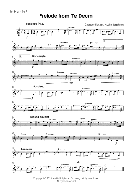 Prelude Rondeau From Te Deum Horn Quartet Page 2